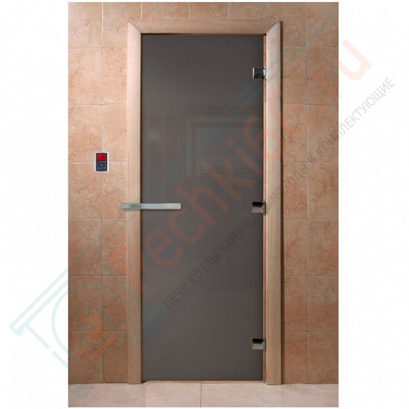 Стеклянная дверь для бани графит 1900х700 (DoorWood) в Краснодаре