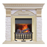 Электрокаминокомплект Dublin - Слоновая кость с патиной / Сланец крем с очагом Danville Brass FB2