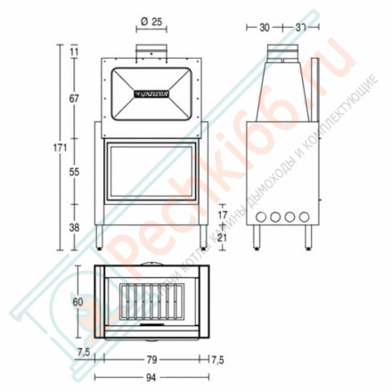 Стальная топка HT 2010 (Piazzetta) 14 кВт