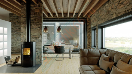 Печь-камин Ceres, коричневая сталь (Defro-Home) 6кВт