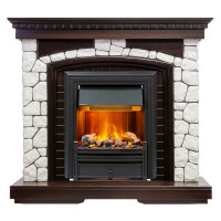 Электрический Каминокомплект Glasgow - Темный дуб / Белый с очагом Brookline Black