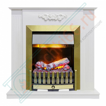 Каминокомплект Lumsden - Белый дуб с электроочагом Danville Antique Brass FB2