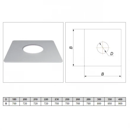 Фланец без изол 750х750 на трубу V50R (ОЦИНК-RAL/0,5) d-130/230 (Вулкан)