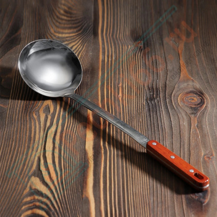 Половник для казана средний (10-25 л.) с деревянной ручкой 46.5 см