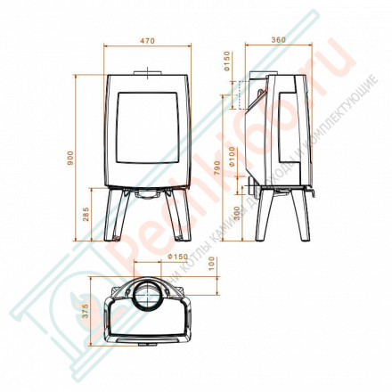 Чугунная печь Sense103/E12, цвет - белый (Dovre)
