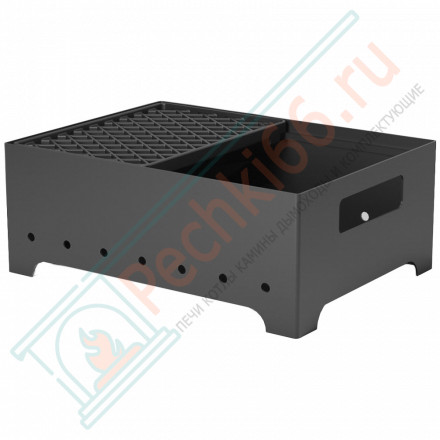 Стальной мангал "Турист 2" на подставке, с чугунной решеткой "Стейк" (Везувий)