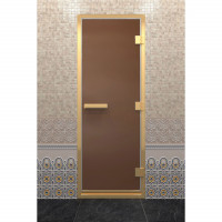 Стеклянная дверь для хамама в золотом профиле, бронза матовая 180х70 (по коробке) (DoorWood)