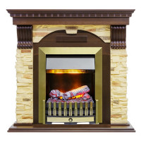 Электрокаминокомплект Dublin - Темный дуб / Сланец с очагом Danville Antique Brass FB2