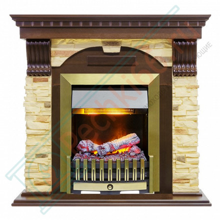 Электрокаминокомплект Dublin - Темный дуб / Сланец с очагом Danville Antique Brass FB2