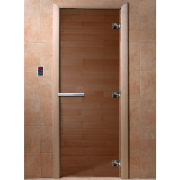 Дверь стеклянная для бани, бронза прозрачная, 2000х800 (DoorWood)