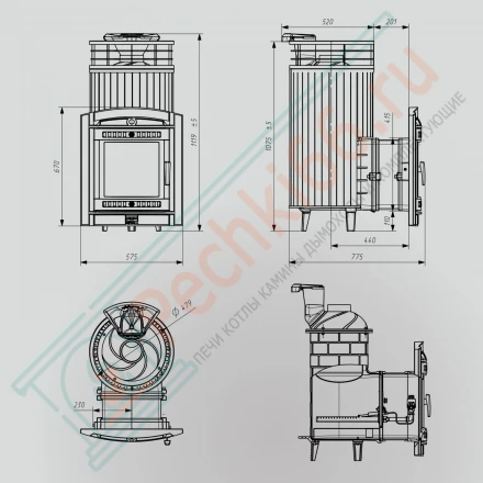 Печь банная Атмосфера XL, жадеит ламель+сетка с газовой горелкой 24 кВт (ProMetall) 26м3