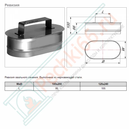 Ревизия VOG (AISI-321/0,8) 100х200мм (Вулкан)