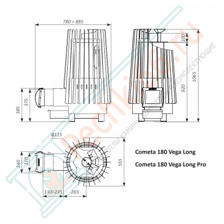 Печь для бани Cometa Vega 180 long black Pro (Grill’D)