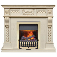 Каминокомплект Corsica - Слоновая кость с патиной (Ширина 1100) с электрическим очагом Danville Brass FB2