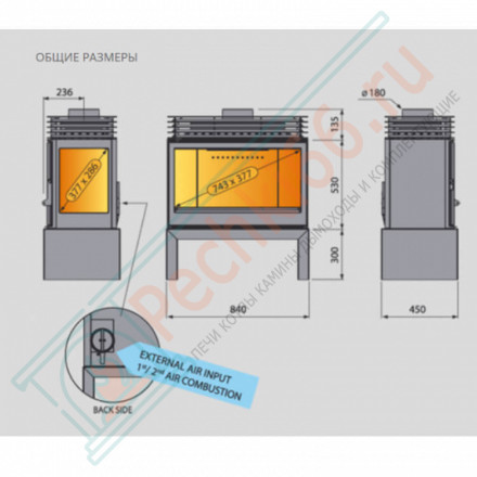 Чугунная печь-камин LCI 9 GF R или L Stove (Liseo Castiron) до 360 м3