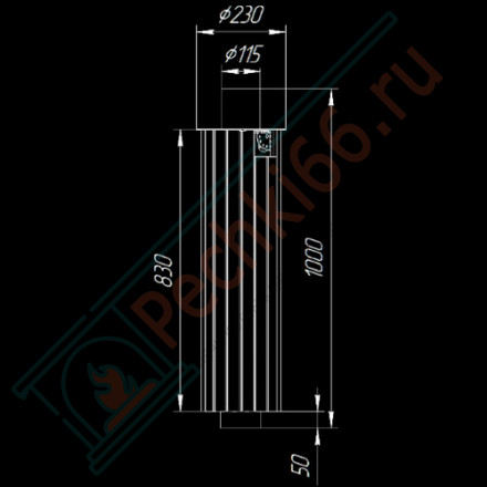 Дымоход - конвектор Жадеит наборный, d-115, L=1000 мм (Feringer)