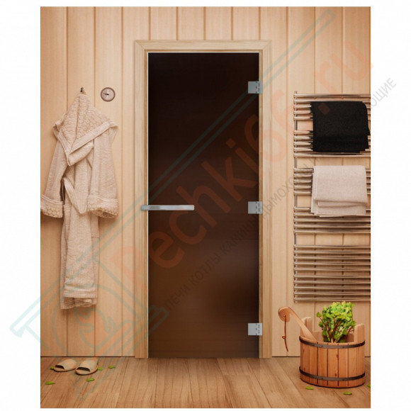 Дверь для бани и сауны Эталон, матовая бронза 10мм, 190х70 см (по коробке) (DoorWood) в Краснодаре
