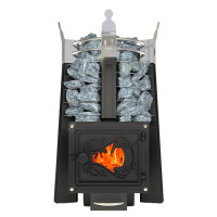 Банная печь Августа СТОУН стронг со стеклом (Добросталь)