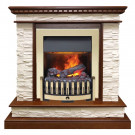 Электрический каминокомплект Calgary - Дуб / Сланец белый с очагом Danville Brass FB2 (Dimplex)