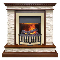 Электрический каминокомплект Calgary - Дуб / Сланец белый с очагом Danville Brass FB2 (Dimplex)