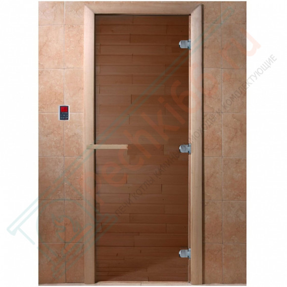 Дверь стеклянная для бани "Теплый день" бронза прозрачная, 2000х800 (DoorWood) в Краснодаре