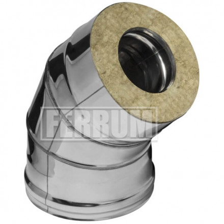 Сэндвич колено 45° (НЕРЖ-430/0,8-ОЦИНК/0,5) d-120/200 (Ferrum HF-Z)