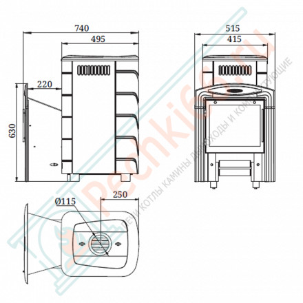 Печь для бани Каронада Heavy Metal Витра терракота (T.M.F) до 18 м3