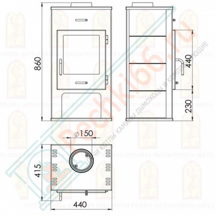Печь-камин Нарва 6М (Мета) до 120 м3