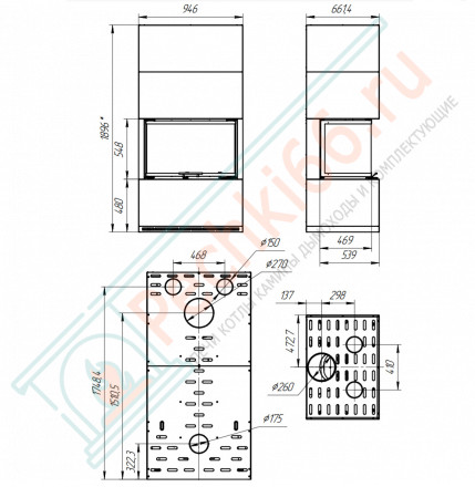 Камин Родос 800 графит белый шамот (ЭкоКамин)