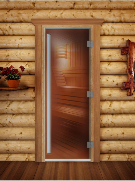 Стеклянная дверь для бани Престиж PRO, бронза 1900х700 (DoorWood) в Краснодаре