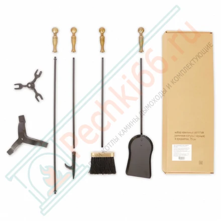 Набор каминный D41111АК (3 предмета, 75см, античная бронза/черный), на подставке