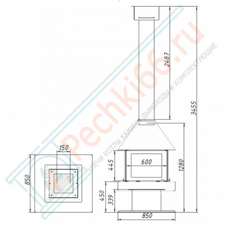 Камин Эклипс островной 4D (ЭкоКамин)