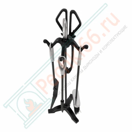 Набор каминный D15011PRK (4 предмета 64см, античное серебро/черный), на подставке