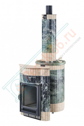 Дровяная банная печь Ферингер ОПТИМА "Жадеит перенесённый рисунок + Окаменевшее дерево" до 28 м³