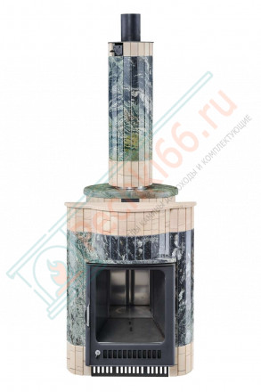 Дровяная банная печь Ферингер ОПТИМА "Жадеит перенесённый рисунок + Окаменевшее дерево" до 28 м³
