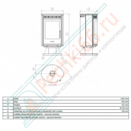 Печь-камин Arktis 8 поворотный, черный, песчаник, с верхней плитой (ABX)