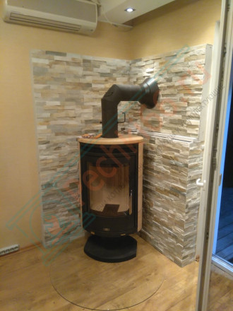 Печь-камин Arktis 8 поворотный, черный, песчаник, с верхней плитой (ABX)