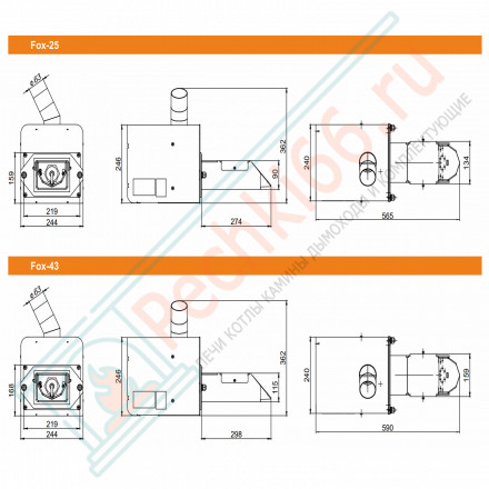 Пеллетная горелка Fox 43 с бункером 500 л (Zota)