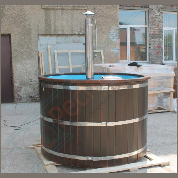 Японская баня Фурако круглая с пластиковой вставкой с внутренней печкой 150х150х120 (НКЗ) в Краснодаре