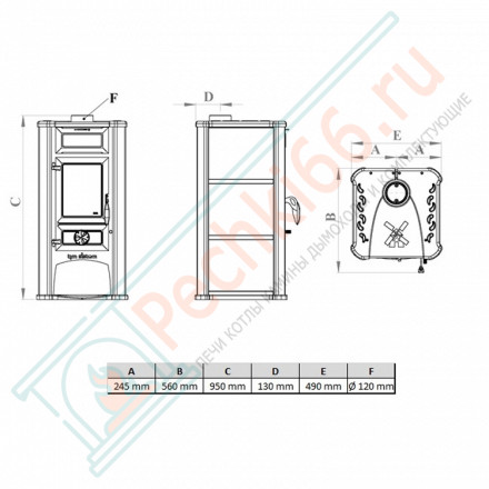 Печь-камин Lederata белая (Tim Sistem)