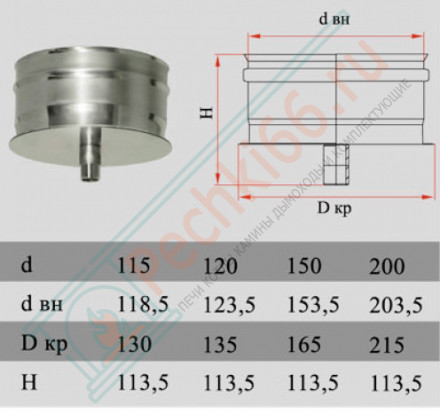 Конденсатосборник на трубу без изол (НЕРЖ-321/0,5) d-200 (Дымок-Lux)