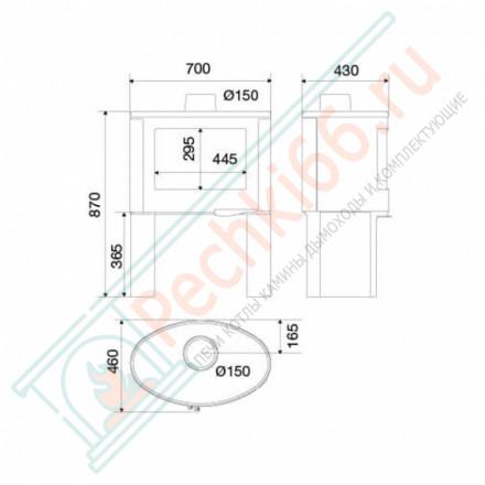 Чугунная печь-камин Persee Haut (Supra) до 200 м3