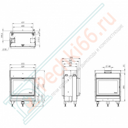 Каминная топка N-20T Exclusive, цвет - черный (Nordpies)