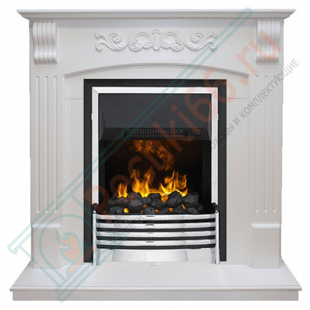 Электрический каминокомплект Sorrento угловой - Белый дуб с очагом Flagstaff