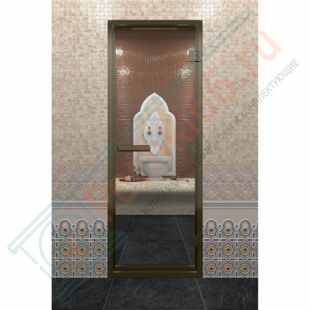 Стеклянная дверь DoorWood «Хамам Прозрачная» в бронзовом профиле 2000х700 (по коробке)