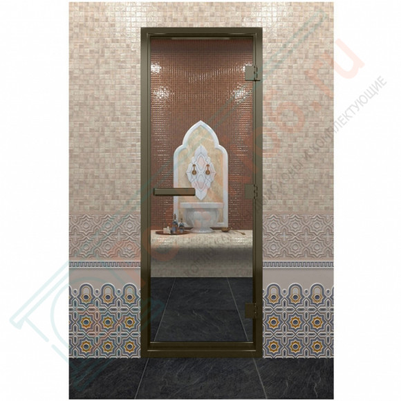 Стеклянная дверь DoorWood «Хамам Прозрачная» в бронзовом профиле 2000х700 (по коробке) в Краснодаре