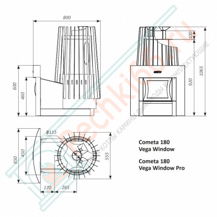Дровяная банная печь Grill'D Cometa 180 Vega Window