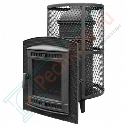 Чугунная печь для бани Атмосфера XL (Про) нержавеющая сетка (ProMetall)