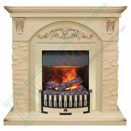 Каминокомплект Bern Сланец крупный бежевый / Алебастр темная патина с очагом Danville Brass FB2