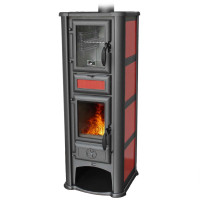 Печь-камин Lederata Plus красная (Tim Sistem) до 180 м3